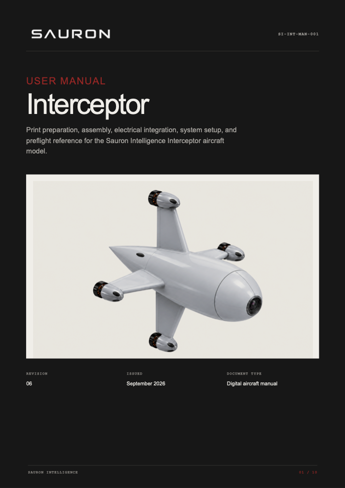 Cover of the Interceptor user manual by Sauron Intelligence